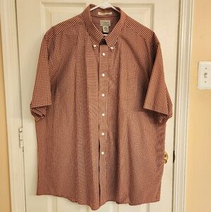 L.L. Bean 100% Cotton s/s Burgandy and Beige check shirt  size XXL